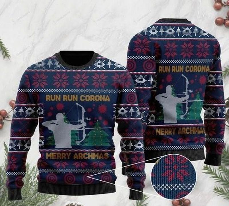 New 2021 Christmas Archery Run Run Corona Hunting Ugly Christmas Sweater