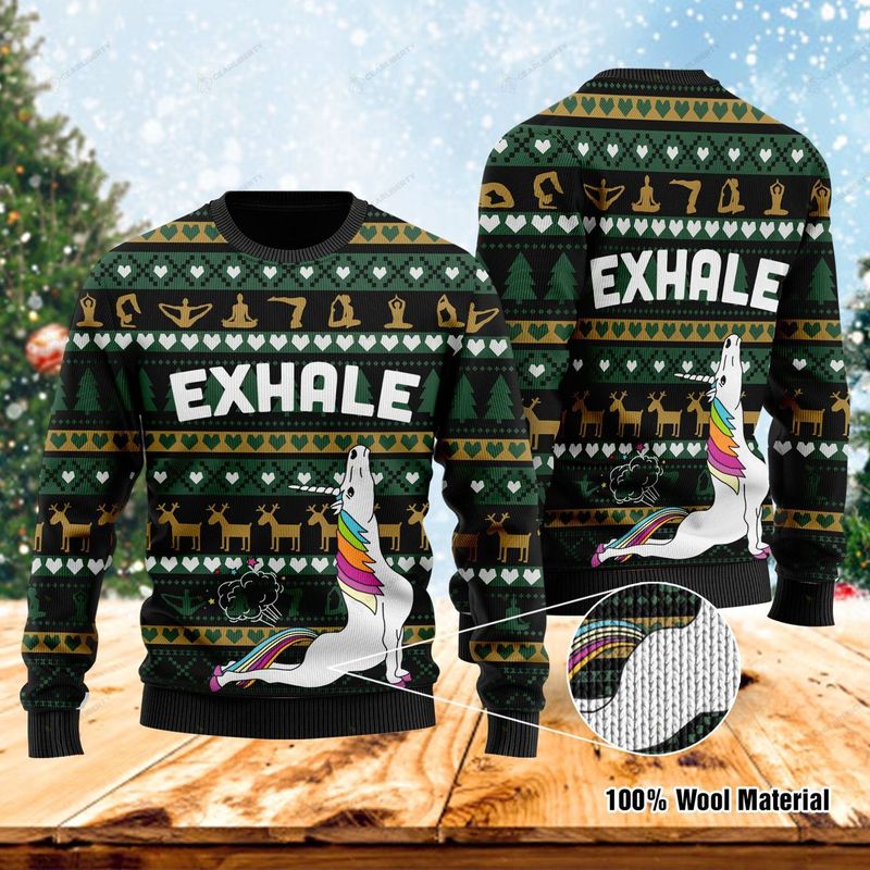 New 2021 Exhale Yoga Ugly Christmas Sweater