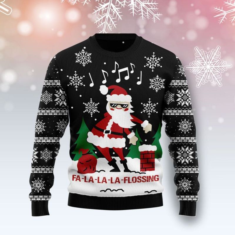 New 2021 Fa La La La Flossing Santa Claus Ugly Christmas Sweater