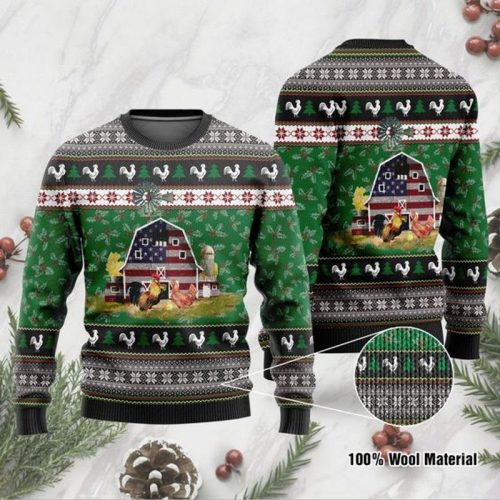 New 2021 Farming Chickens Ugly Christmas Sweater