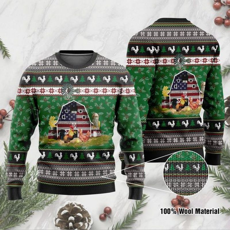 New 2021 Farming Chickens Ugly Christmas Sweater