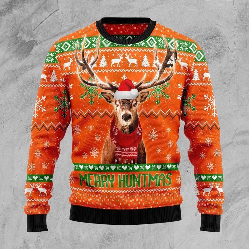 New 2021 Deer Merry Huntmas Ugly Christmas Sweater