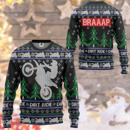 New 2021 Dirt Ride Braaap Ugly Christmas Sweater