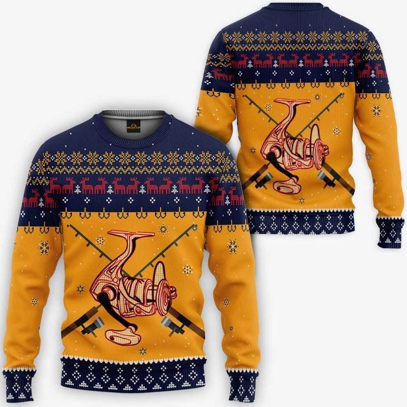 New 2021 Fishing Reel Ugly Christmas Sweater