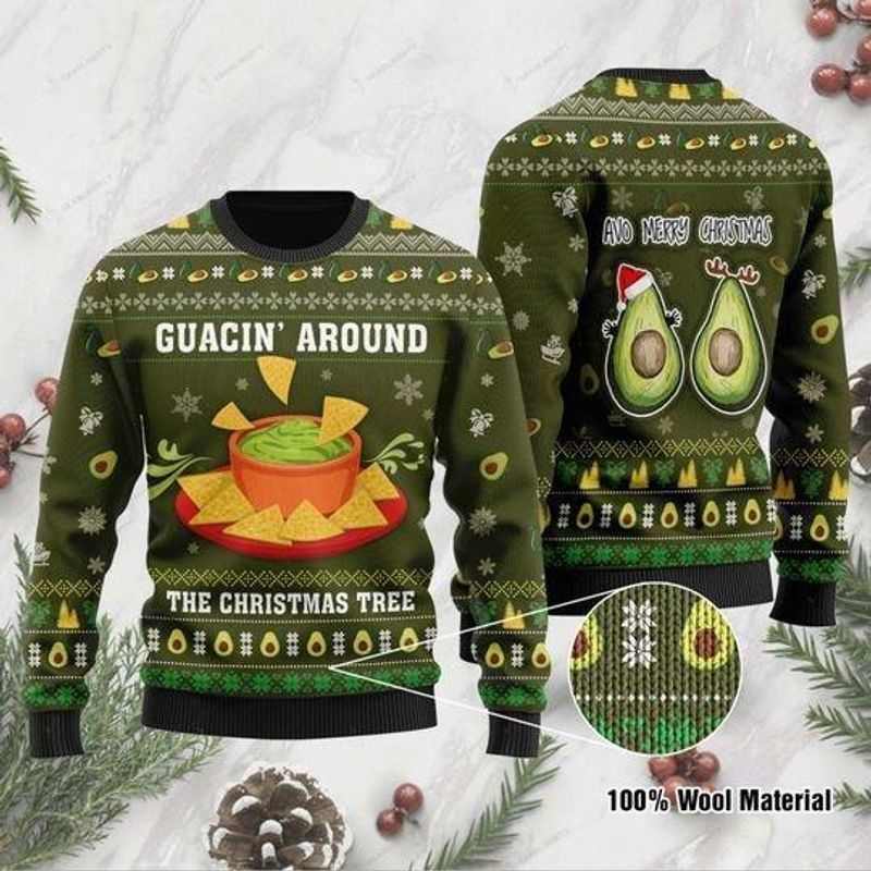 New 2021 Guacin Around The Christmas Tree Ugly Christmas Sweater