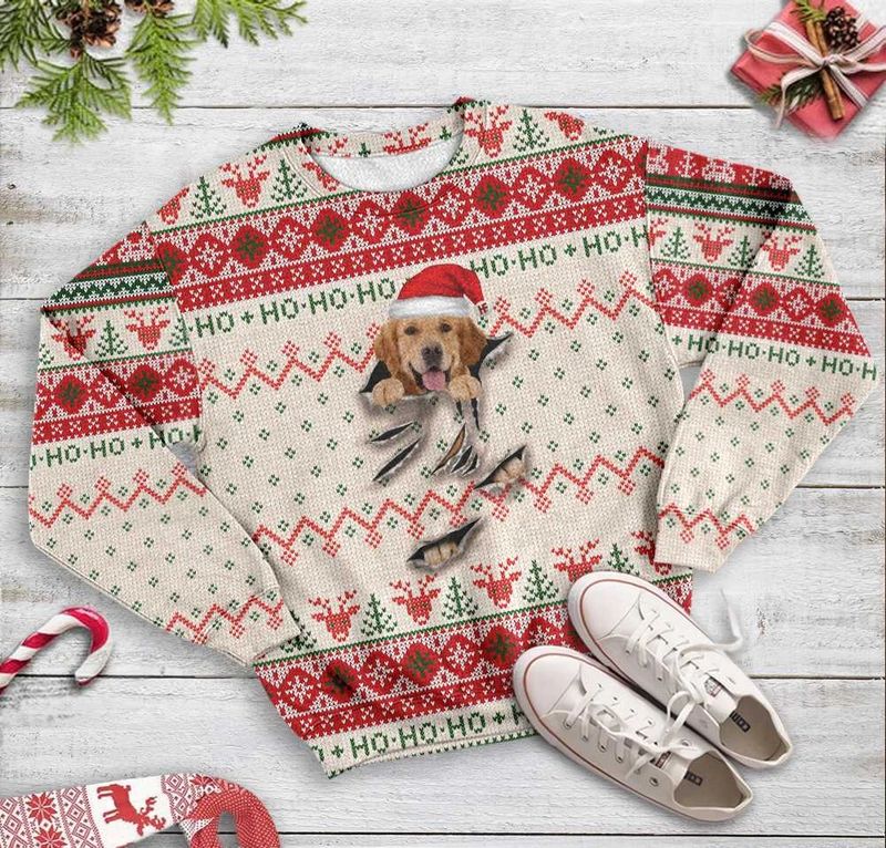 New 2021 Golden Retriever Scratch Ugly Christmas Sweater