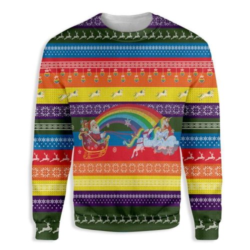 New 2021 Ho Ho Ho Homo Unicorn Christmas Pride Ugly Christmas Sweater