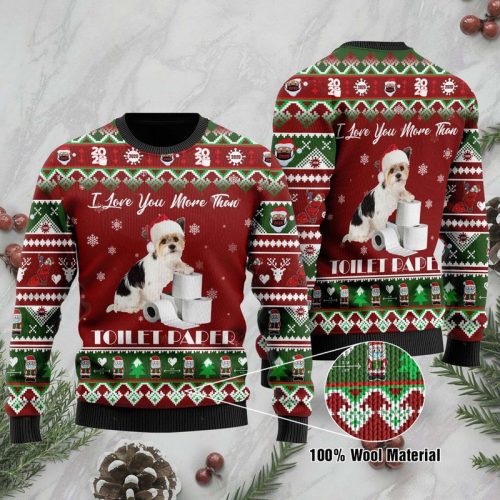 New 2021 I Love You More Than Toilet Paper Ugly Christmas Sweater