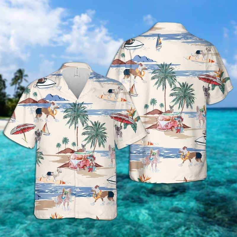 Chinese Crested Dog Summer Beach Hawaiian Shirt