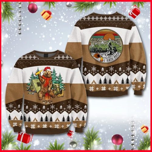 New 2021 I Hate People Bear Beer Brown Ugly Christmas Sweater