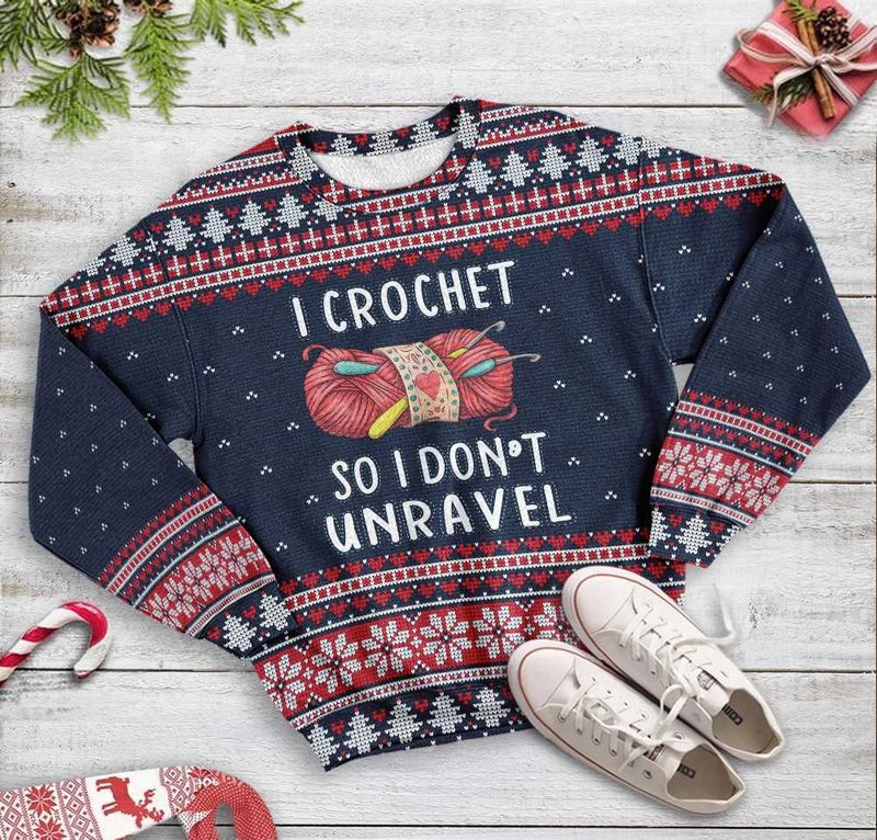 New 2021 I Crochet So I Dont Unravel Sewing Ugly Christmas Sweater