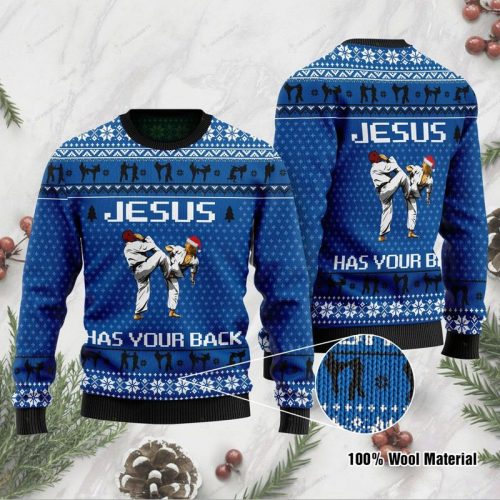 New 2021 Jesus Has Your Back Ugly Christmas Sweater