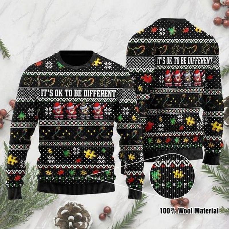 New 2021 Its Ok To Be Different Autism Ugly Christmas Sweater