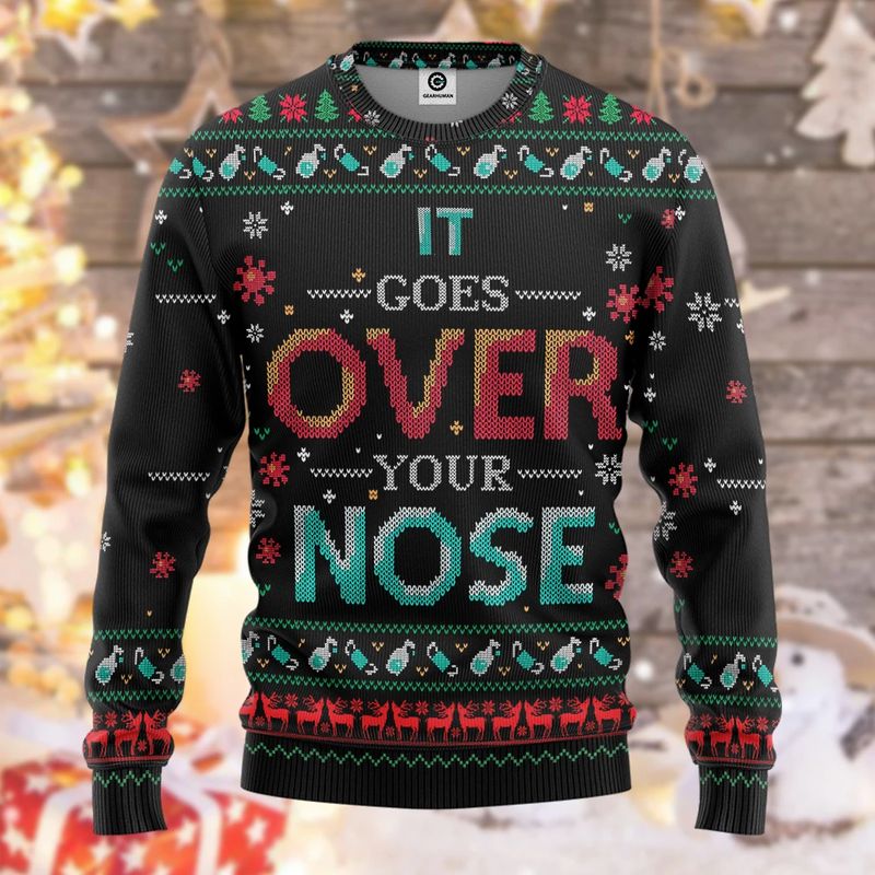 New 2021 It Goes Over Your Nose Ugly Christmas Sweater