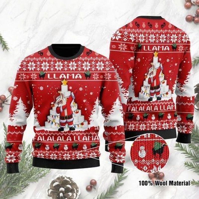 New 2021 Llama Falalala Llama With Toilet Paper Ugly Christmas Sweater