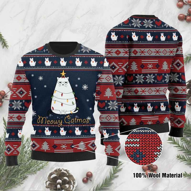 New 2021 Meowy Catmas Ugly Christmas Sweater