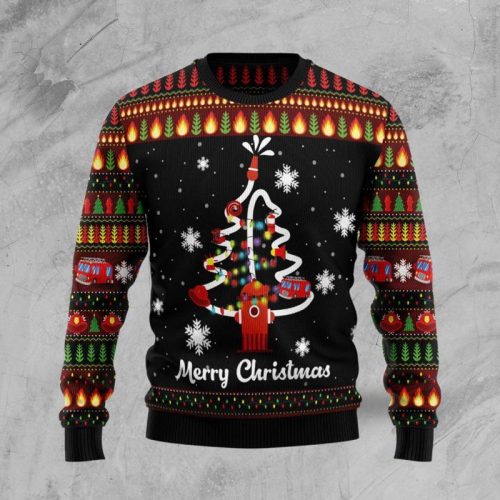 New 2021 Merry Firefighter Ugly Christmas Sweater