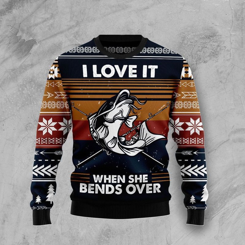 New 2021 Love Fishing Ugly Christmas Sweater