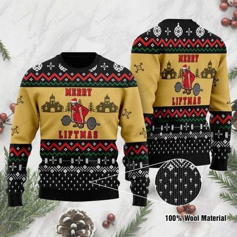New 2021 Merry Liftmas Jesus Funny Ugly Christmas Sweater