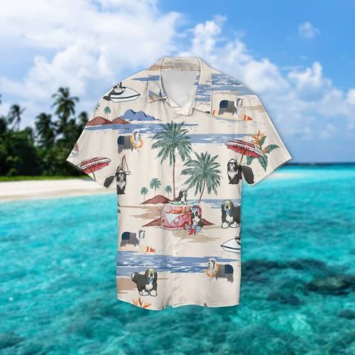 Bearded Collie Summer Beach Hawaiian Shirt