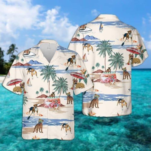 Staffordshire Bull Terrier Summer Beach Hawaiian Shirt