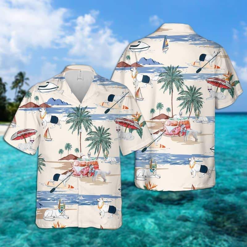 White Shepherd Summer Beach Hawaiian Shirt