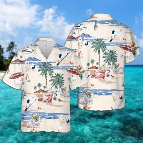 Samoyed Summer Beach Hawaiian Shirt