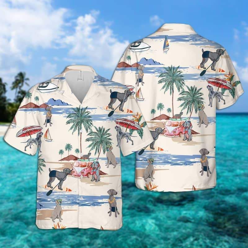 Weimaraner Summer Beach Hawaiian Shirt
