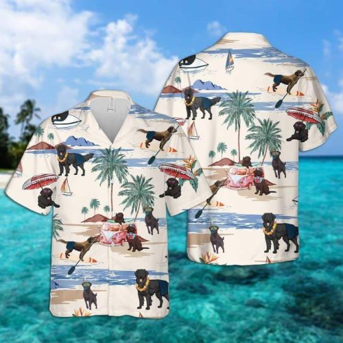 Flat Coated Retriever Summer Beach Hawaiian Shirt