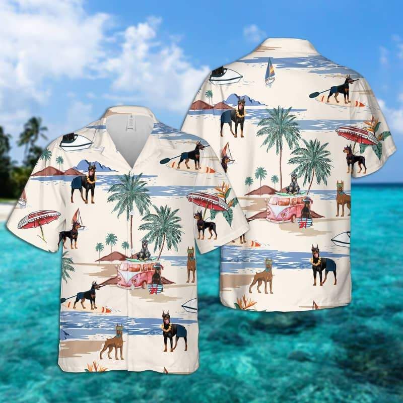Doberman Pinscher Summer Beach Hawaiian Shirt
