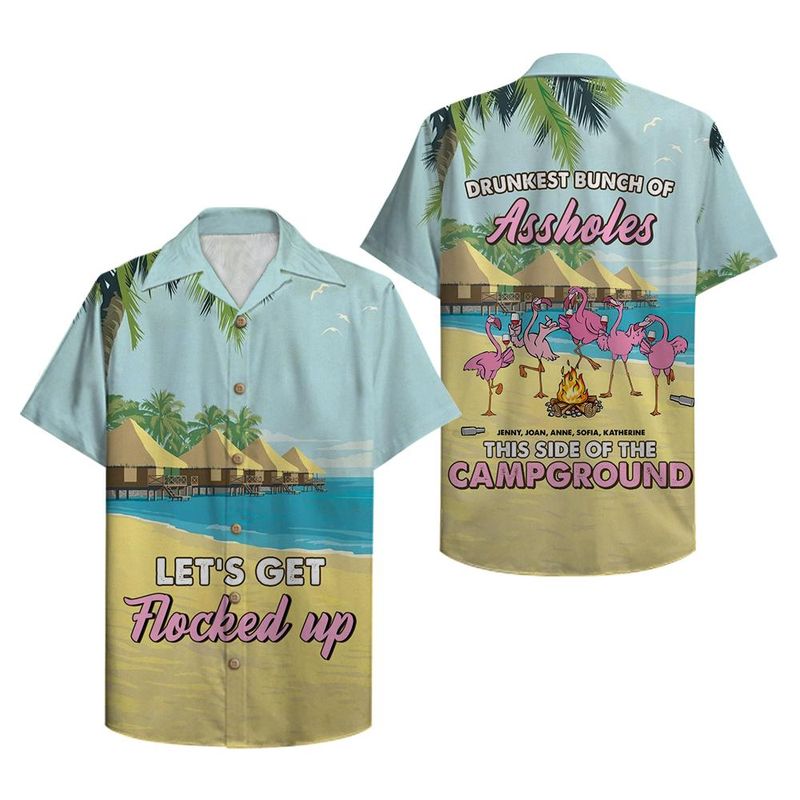 Personalized Flamingo Lets Get Flocked Up Hawaiian Shirt
