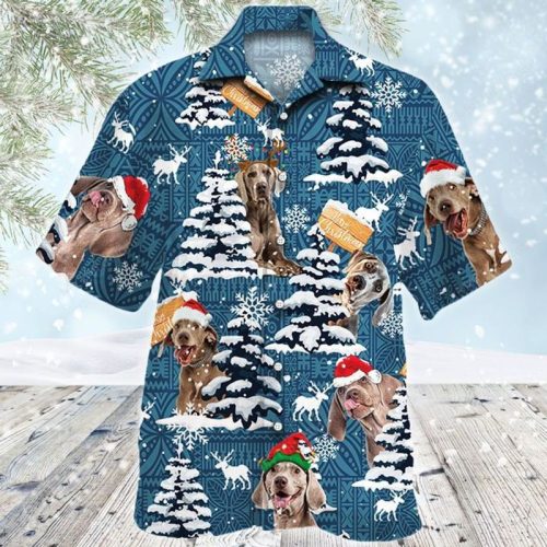 Weimaraner Dog Lovers Blue Tribal Christmas Hawaiian Shirt