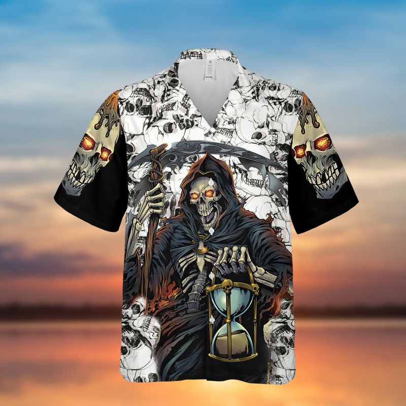 Grim Reaper Keeps Track Of Time Hawaiian Shirt