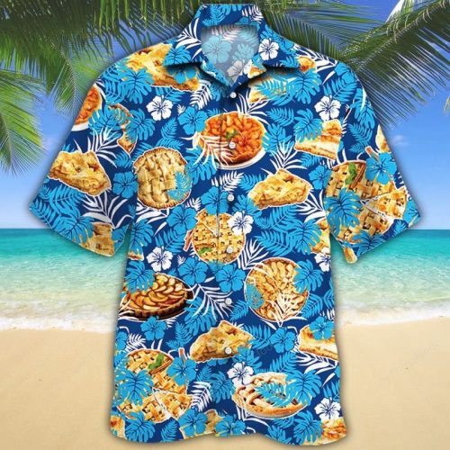 Apple Pie Lovers Blue Floral Hawaiian Shirt