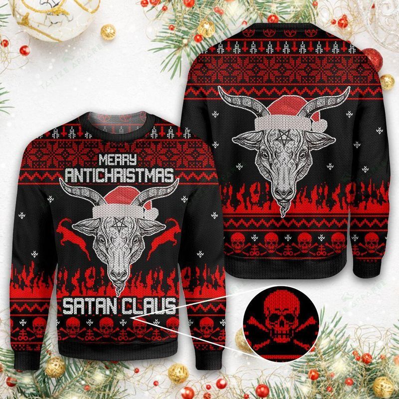 New 2021 Merry Anti Christmas Satan Claus Ugly Christmas Sweater