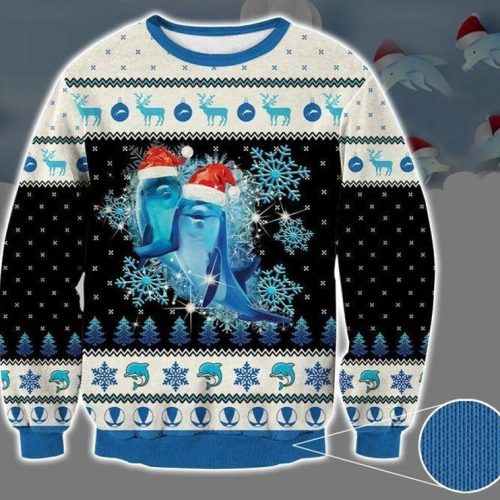 New 2021 Dolphin Snowflake Ugly Christmas Sweater