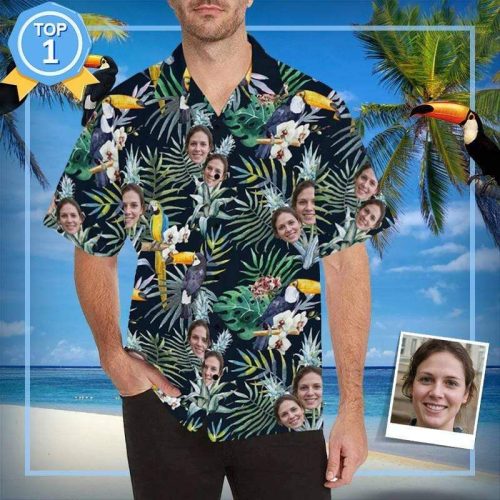 Personalized Face Photo Tropical Hawaiian Shirt