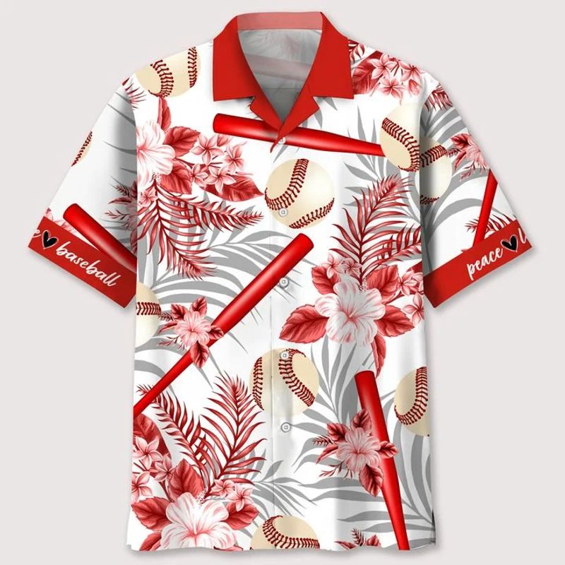 Baseball Red Hawaii Shirt Hawaiian Shirt