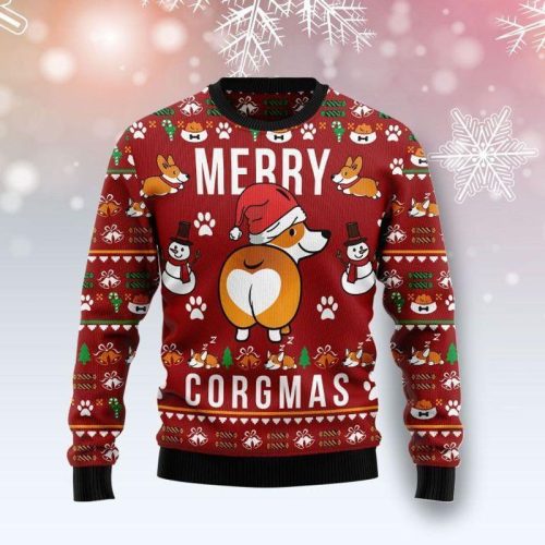 New 2021 Funny Corgi Dog Ugly Christmas Sweater