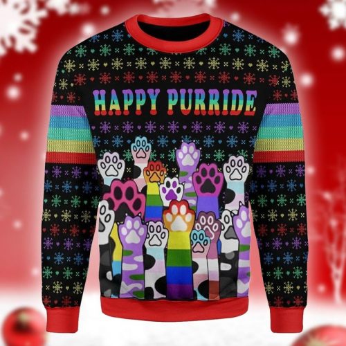 New 2021 Happy Purride LGBT Ugly Christmas Sweater