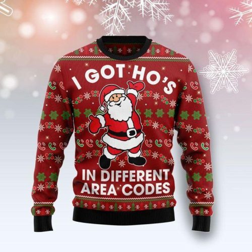 New 2021 I Got Hos In Different Area Codes Ugly Christmas Sweater