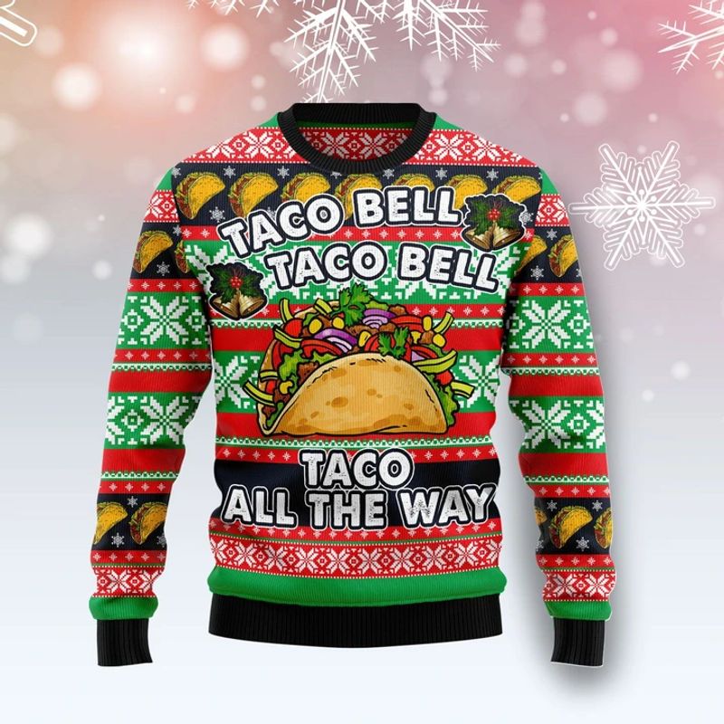 New 2021 Taco On The Way Ugly Christmas Sweater
