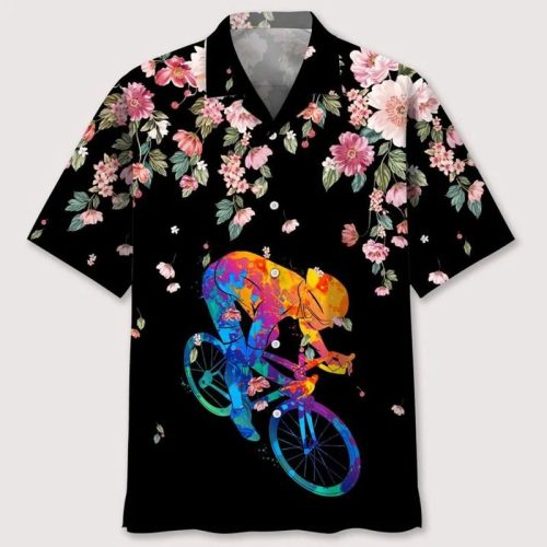 Cycling Watercolors Flower Hawaiian Shirt