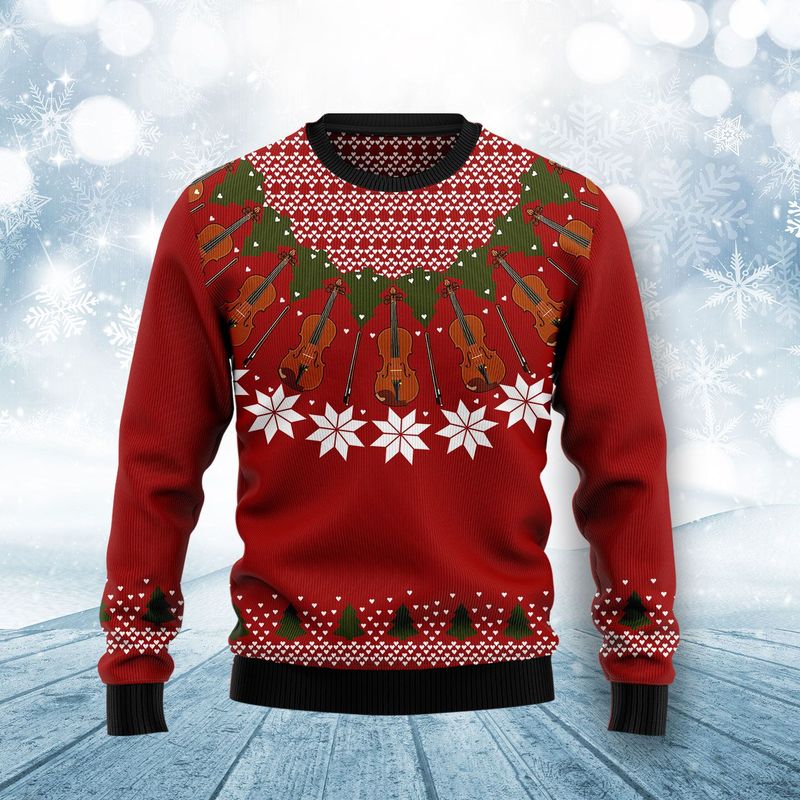 New 2021 Violin Lover Ugly Christmas Sweater