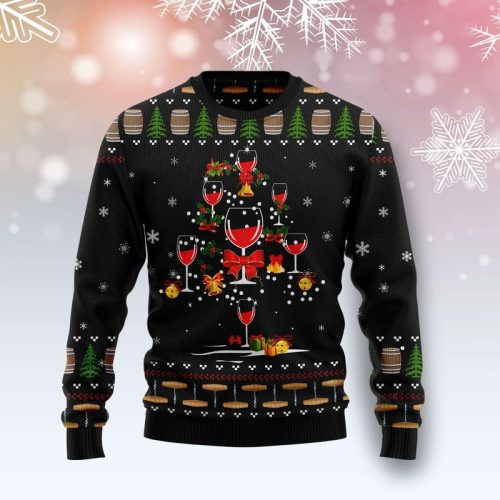 New 2021 Red Wine Christmas Ugly Christmas Sweater