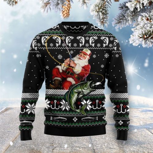 New 2021 Santa Claus Fishing Ugly Christmas Sweater