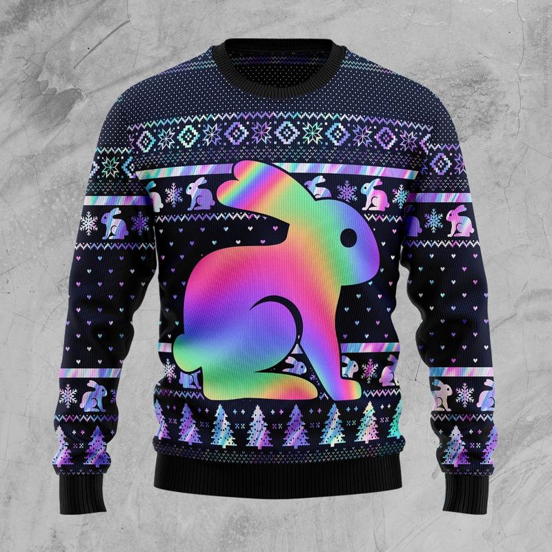 New 2021 Rabbit Hologram Ugly Christmas Sweater