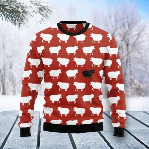 New 2021 Sheep Black And White Ugly Christmas Sweater