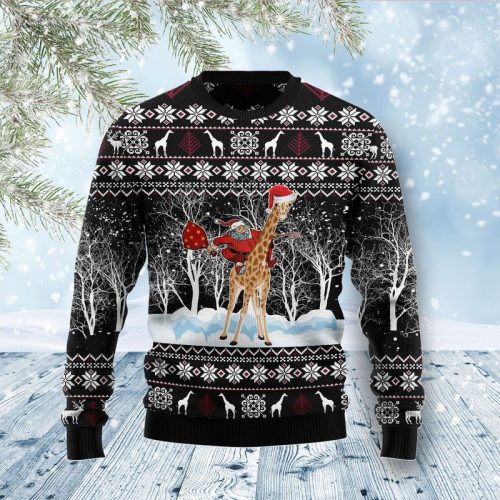 New 2021 Giraffe And Santa Ugly Christmas Sweater