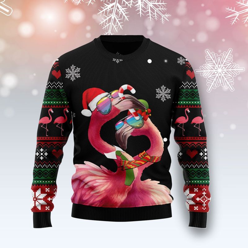New 2021 Flamingo Couple Ugly Christmas Sweater